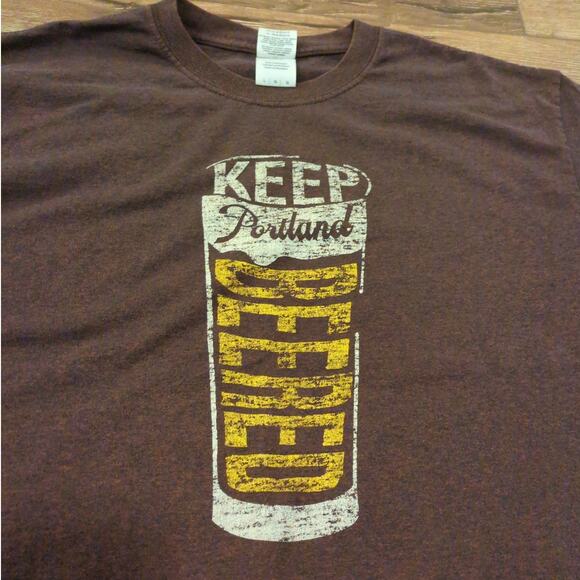 VTG Gildan Keep Portland Beered Weird Adult Large Shirt IPA Lager Cider Brown - Picture 2 of 6